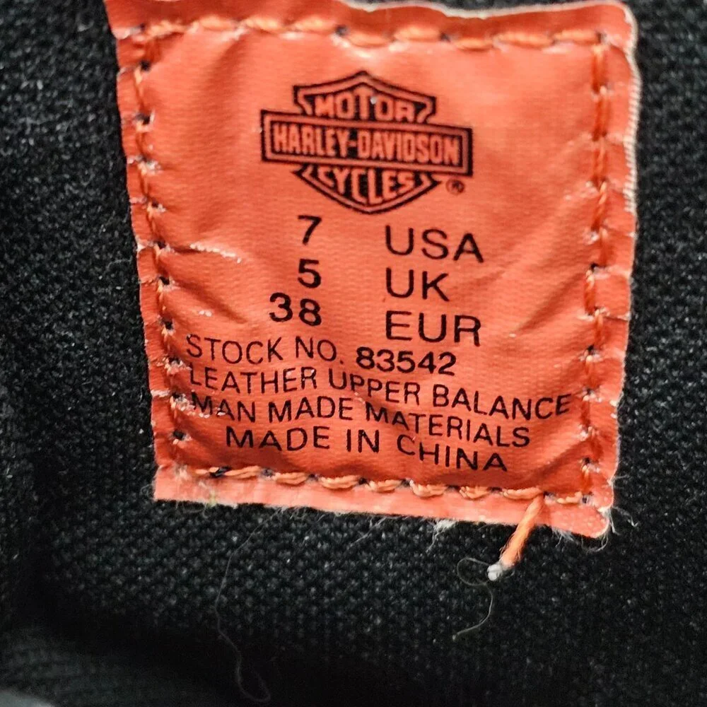 Harley Davidson Shelby Leather Buckle Zip Black Ankle Motorcycle Boots #83542